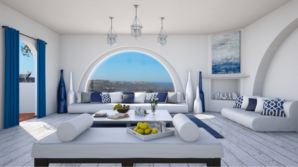 white and blue room