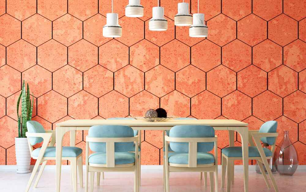 orange hexagon wall