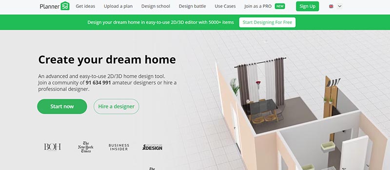 Planner5d home page