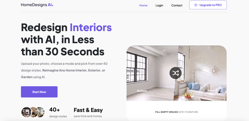 home designs landing page screenshot