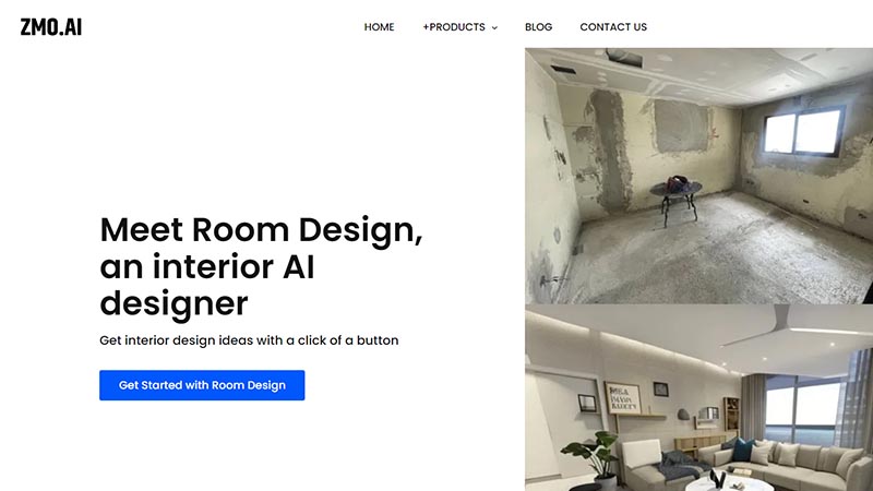 interior ai designer ZMO home page design