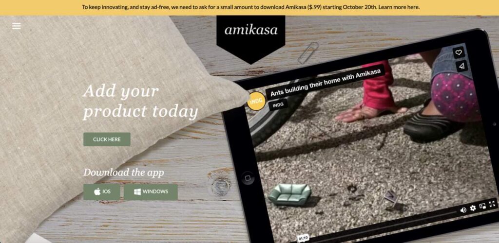 amika website screenshot
