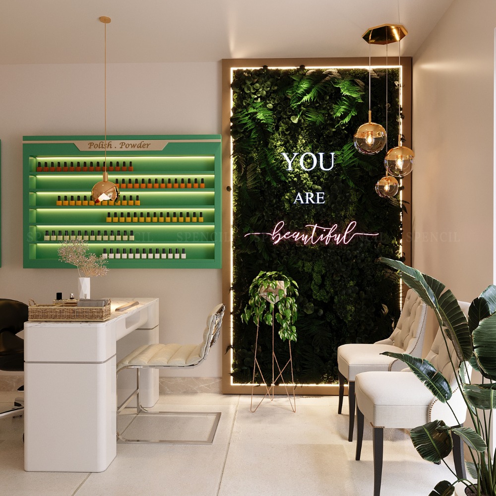 green nail salon decoration