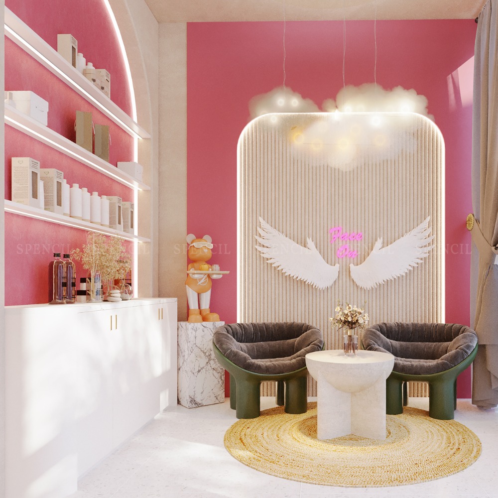 cute pink nail salon wall decoration